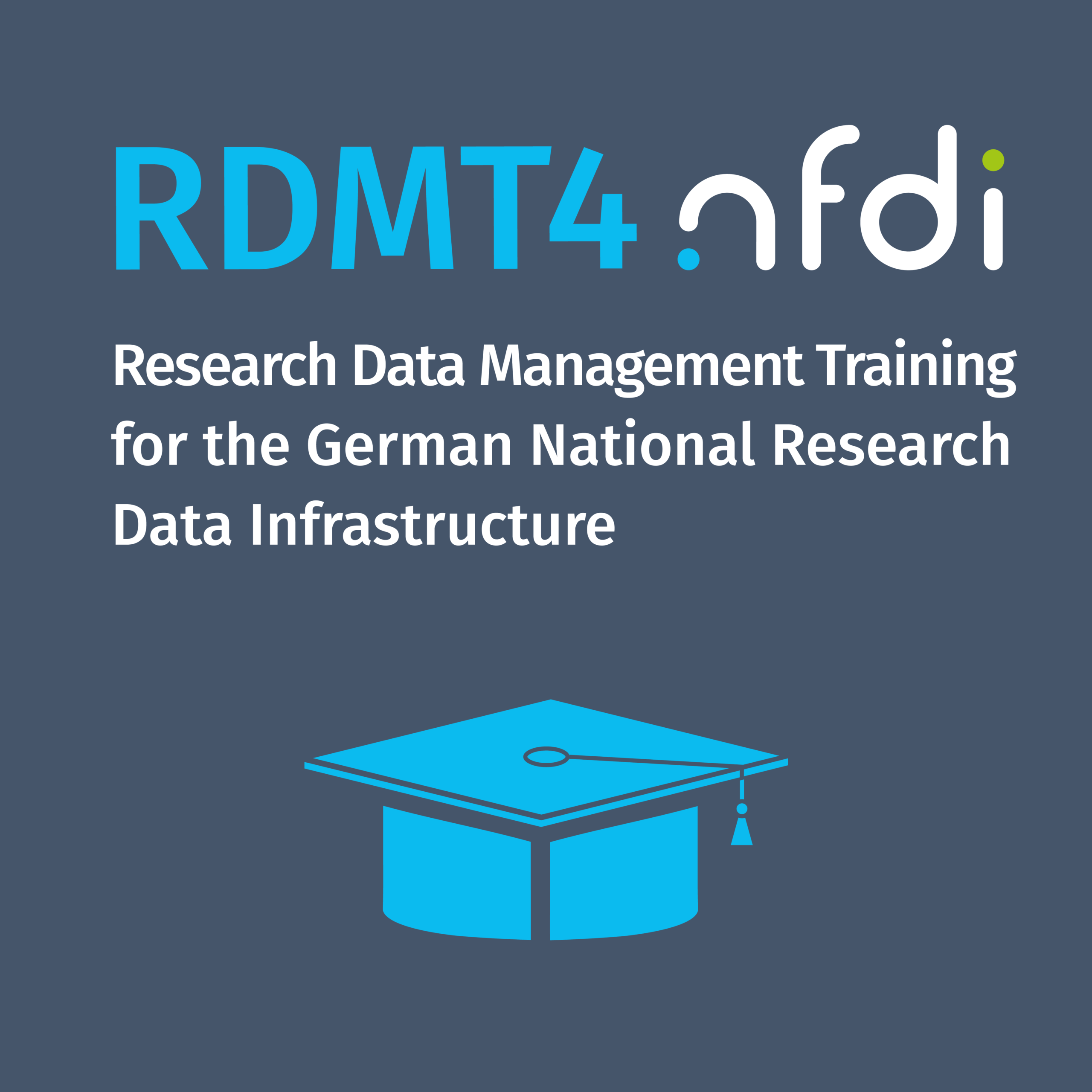 Logo des Basisdienstes RDMT4nfdi Text: Research Data Management Training for the German National Research Data Infrastructure